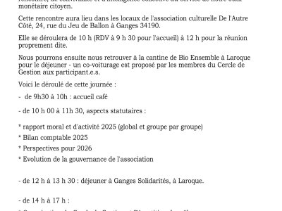 Vous &ecirc;tes invit&eacute;.e au Cercle d'Orientation (AG) le 11 juillet 2026